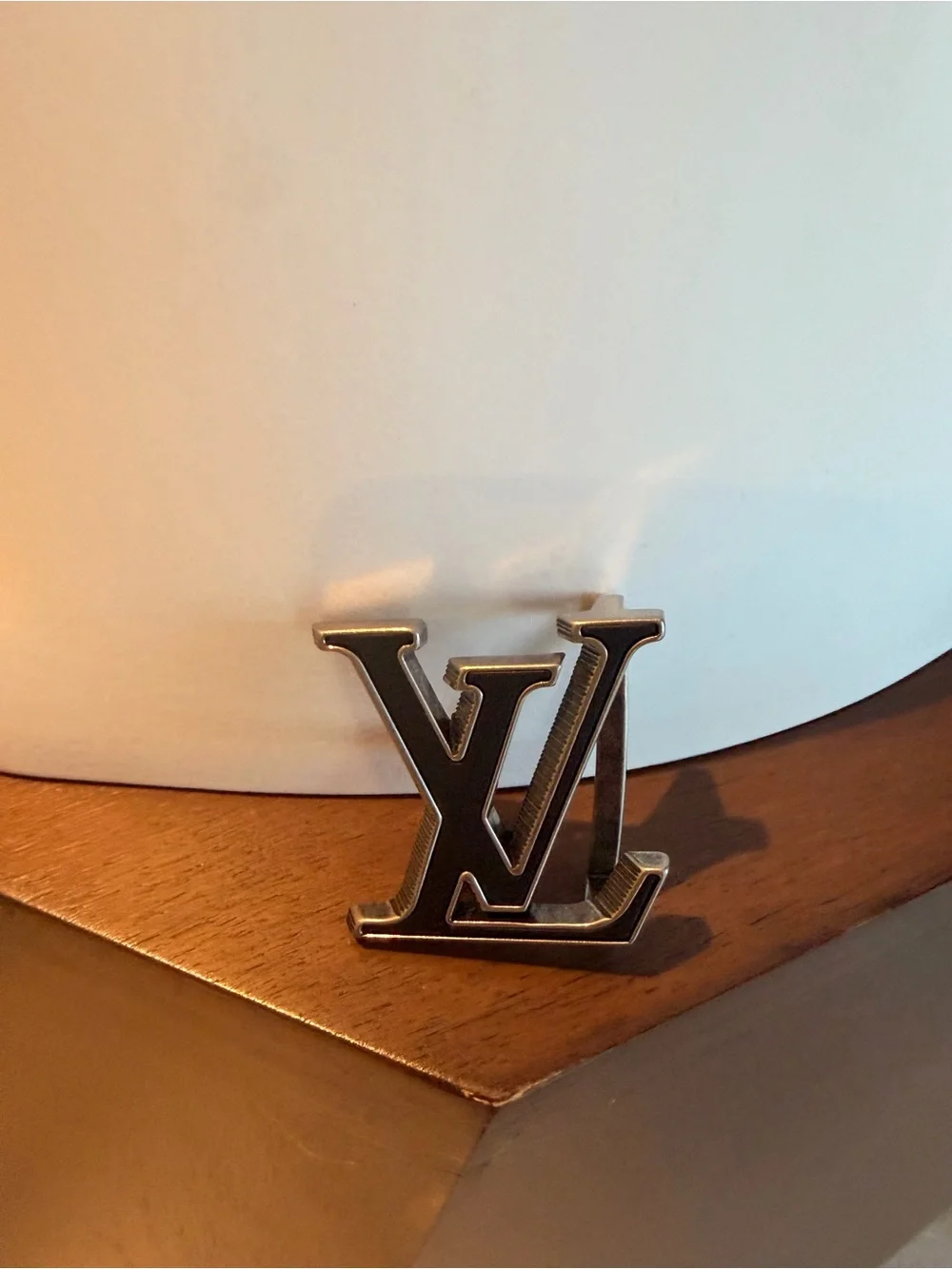 Louis Vuitton Black and Silver LV Logo Belt Buckle